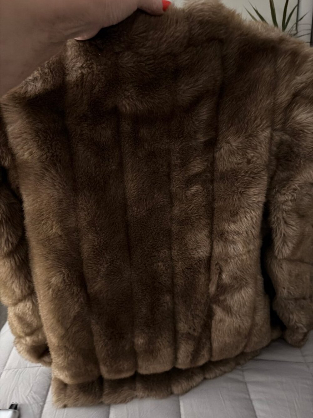 A New Day Faux Fur Vest Size M Taupe Gray Plush Sleeveless
